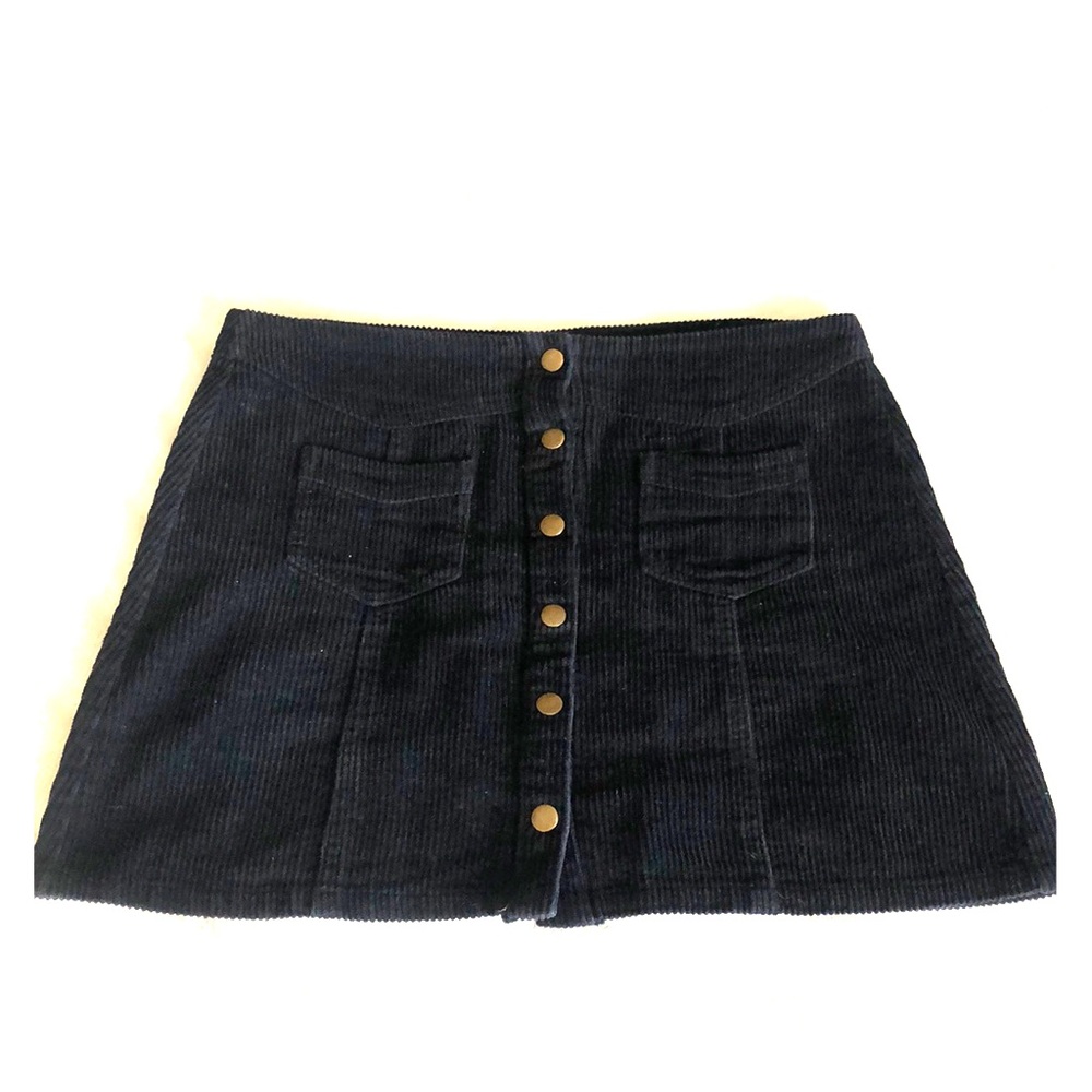 Black corduroy button up skirt
